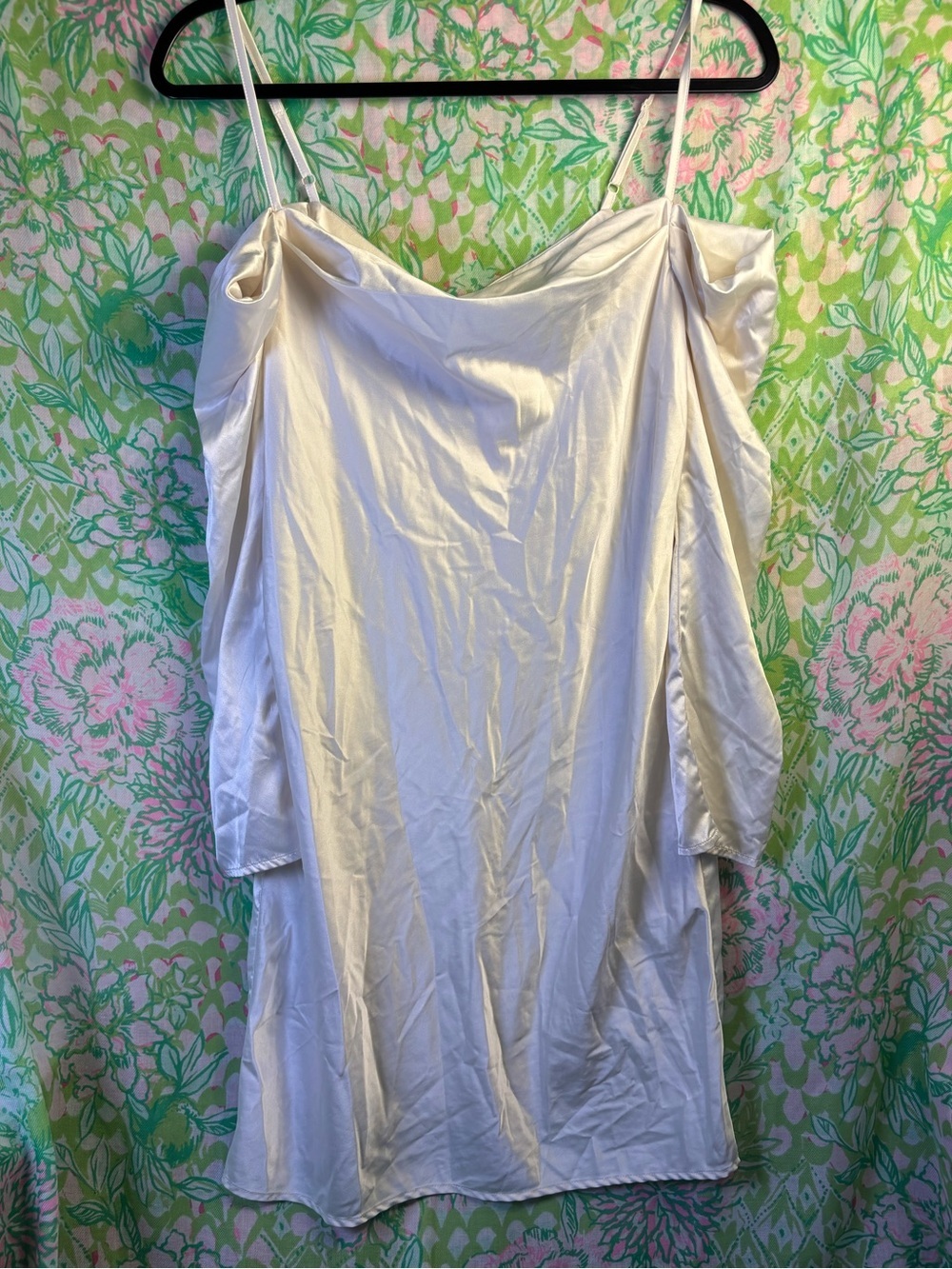 VENUS Satin Long Sleeve Cold shoulder Dress in Ivory